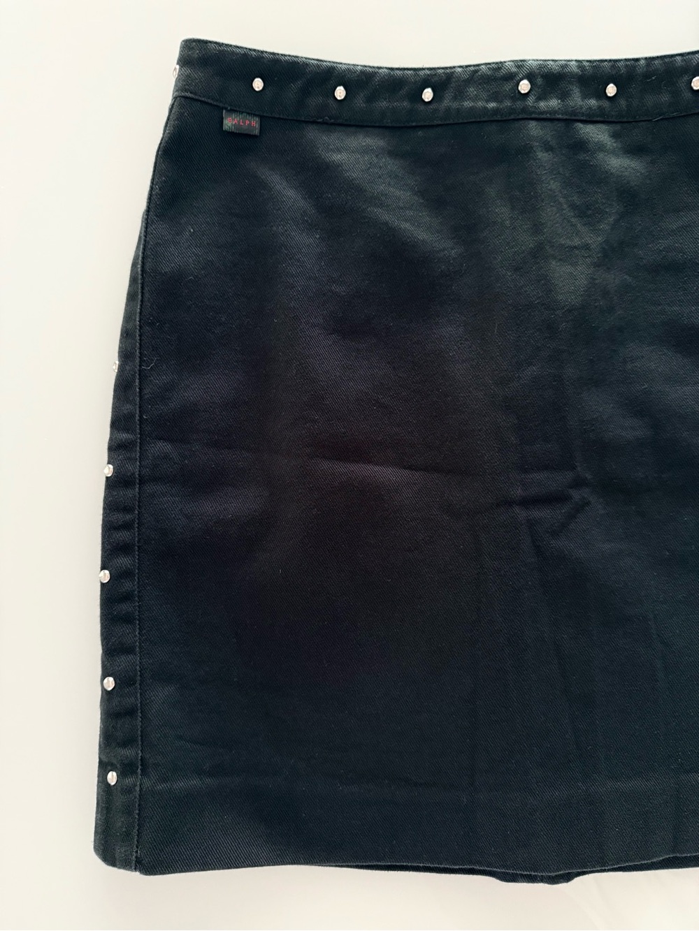Ralph Lauren Women’s Black Studded Denim Mini Skirt - Size 2 - EUC - 100% Cotton - Picture 4 of 13